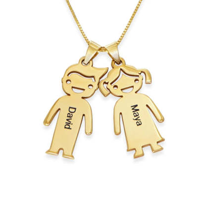 Mother's necklace with engravable children's charms