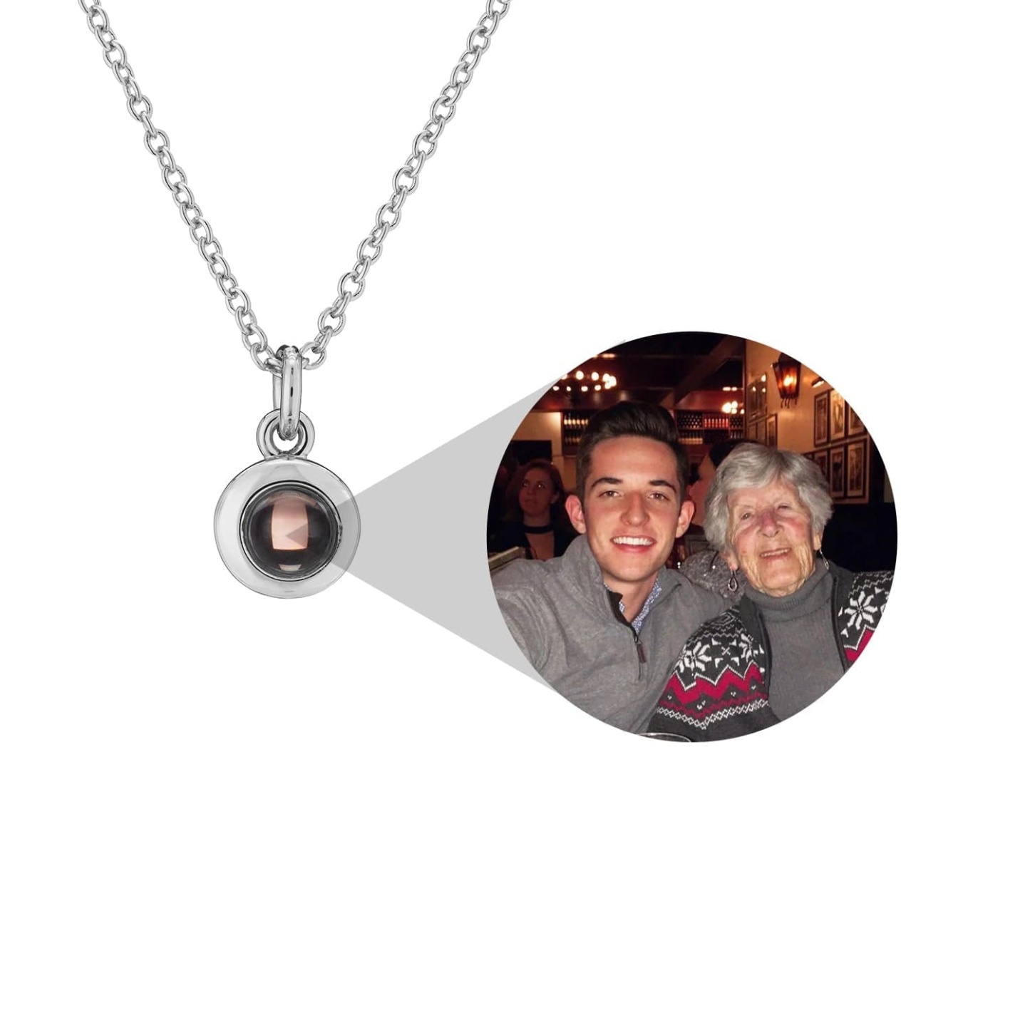 Personalized Circle Hidden Photo Inside Projection Necklace