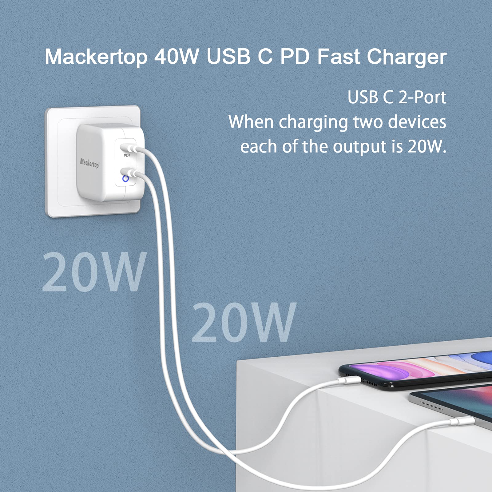 PD 40W Dual Ports USB C Charger For Iphone 16 Pro Max/16 pro /16 and More Iphone Ipad Fast Charger