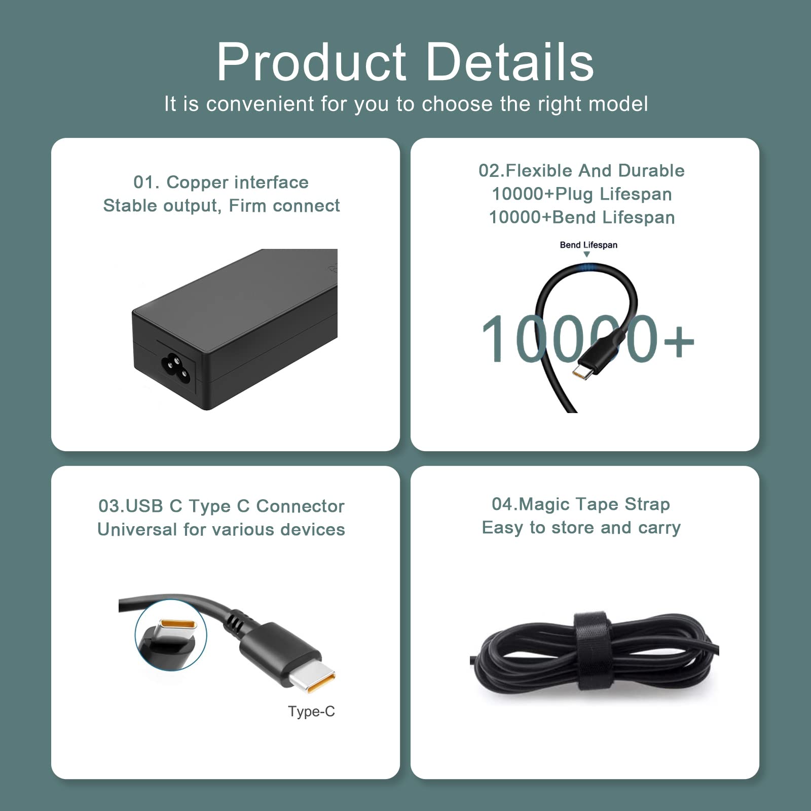65W USB C Laptop Charger For Lenovo 