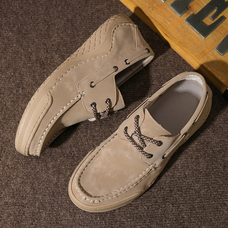 Men's Leather Loafers & Slip-Ons Moccasin Lace Up Loafers Retro Round Toe Leather Comfortable Driving Shoes Fashionable Color Blocked Non-Slip Walking Shoes