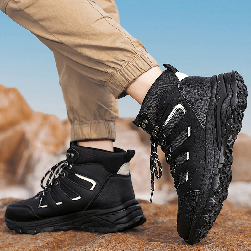 Men's Waterproof Hiking Boots Non-Slip Lightweight Outdoor Mid Top Ankle Boot Breathable Hiker Work Trekking Shoes