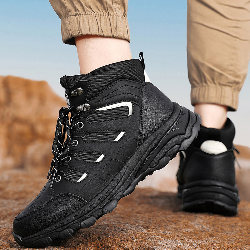Men's Waterproof Hiking Boots Non-Slip Lightweight Outdoor Mid Top Ankle Boot Breathable Hiker Work Trekking Shoes