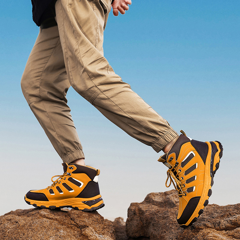 Men's Waterproof Hiking Boots Non-Slip Lightweight Outdoor Mid Top Ankle Boot Breathable Hiker Work Trekking Shoes
