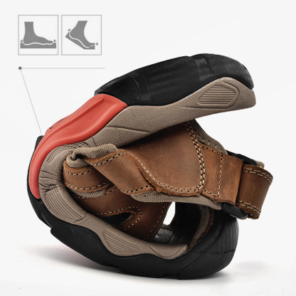 Men's Sport Sandals Outdoor Hiking Leather Closed Toe Sandals Athletic Lightweight Summer Walking Casual Sandals Water Shoes