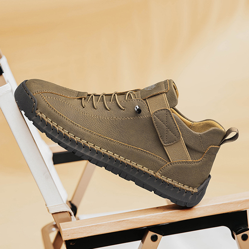 Mens Casual Shoes Summer Breathable Sneakers Loafers Walking Shoes Hand Made Lace-Up Leather Dress Flats Shoes for Driving Business Working Office