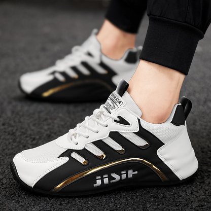 Men’s Hybrid Mesh Athletic Sneakers with Dynamic Arch Cushion, All-Terrain Rubber Outsole, Contrast Striping – Lightweight Walking & Gym Shoes