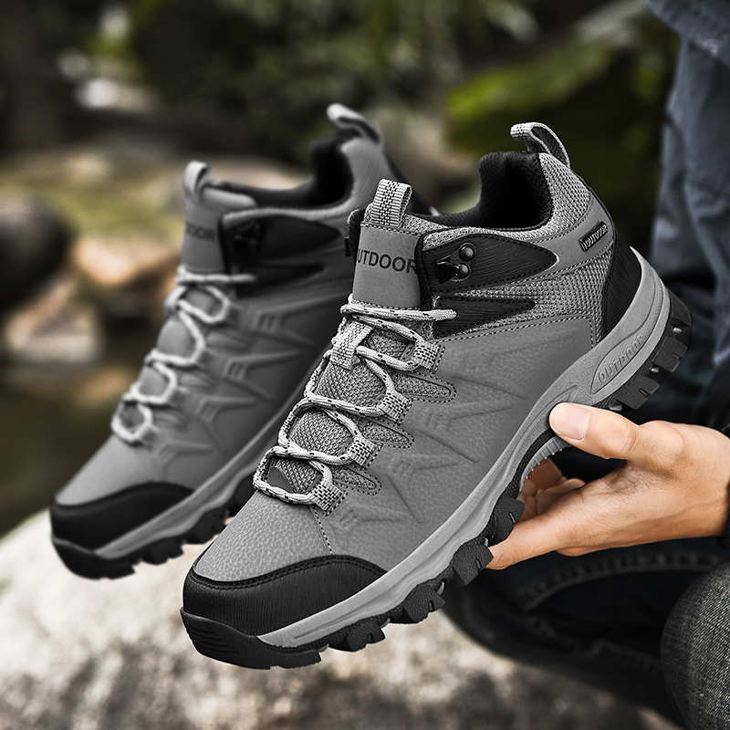 Men's Outdoor Hiking Shoes Non-Slip Lightweight Breathable Trail Sneakers with Toe Protection and Cushioning for Trekking Walking Climbing