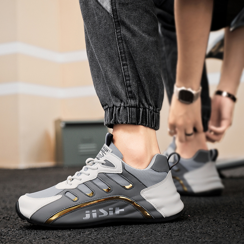 Men’s Hybrid Mesh Athletic Sneakers with Dynamic Arch Cushion, All-Terrain Rubber Outsole, Contrast Striping – Lightweight Walking & Gym Shoes