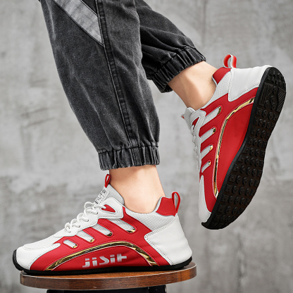 Men’s Hybrid Mesh Athletic Sneakers with Dynamic Arch Cushion, All-Terrain Rubber Outsole, Contrast Striping – Lightweight Walking & Gym Shoes