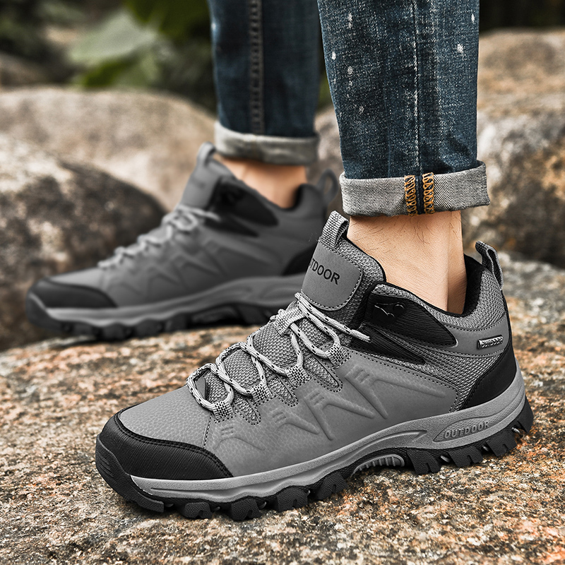 Men's Outdoor Hiking Shoes Non-Slip Lightweight Breathable Trail Sneakers with Toe Protection and Cushioning for Trekking Walking Climbing