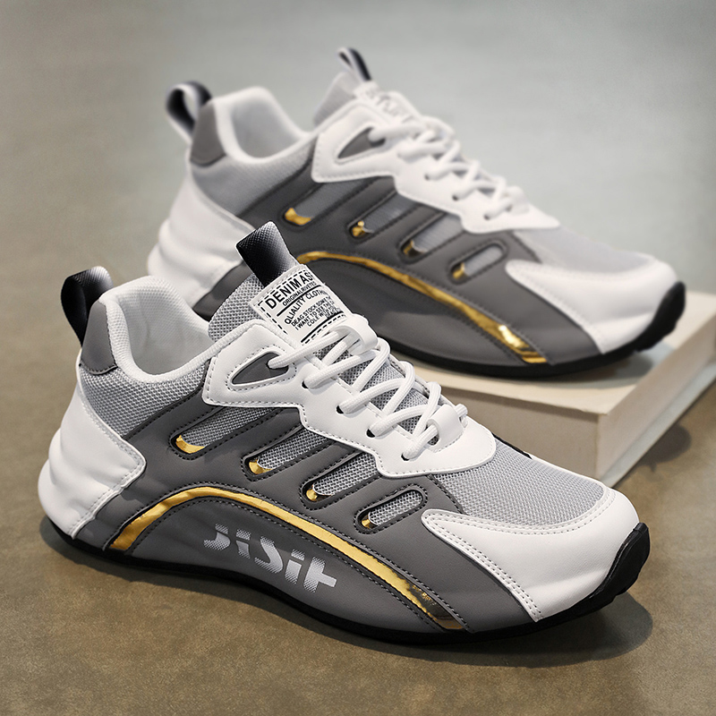 Men’s Hybrid Mesh Athletic Sneakers with Dynamic Arch Cushion, All-Terrain Rubber Outsole, Contrast Striping – Lightweight Walking & Gym Shoes