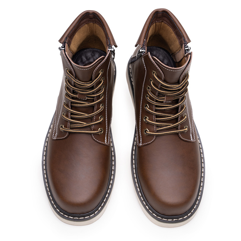 Men's Work Boots, 6 Inch Soft Toe Boot, Wedge Sole, Arch Support Anti-Fatigue Shoes, Water Resistant Leather EH Safety Boots