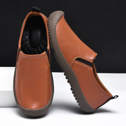 Mens Leather Slip On Hiking Outdoor Waterproof Causal Loafers Work Walking Shoes