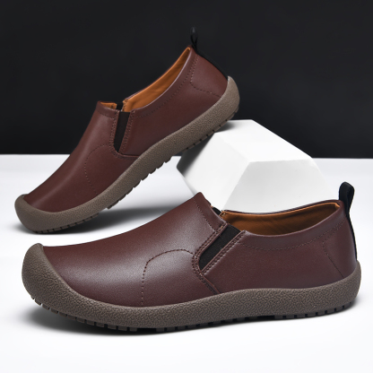Mens Leather Slip On Hiking Outdoor Waterproof Causal Loafers Work Walking Shoes
