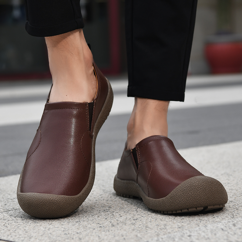Mens Leather Slip On Hiking Outdoor Waterproof Causal Loafers Work Walking Shoes