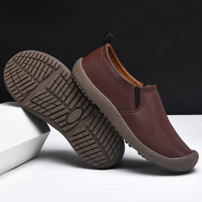 Mens Leather Slip On Hiking Outdoor Waterproof Causal Loafers Work Walking Shoes