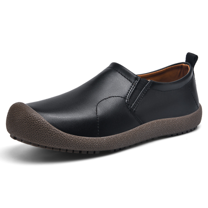 Mens Leather Slip On Hiking Outdoor Waterproof Causal Loafers Work Walking Shoes