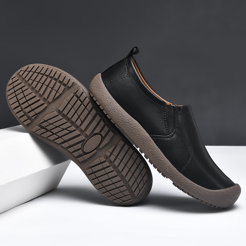 Mens Leather Slip On Hiking Outdoor Waterproof Causal Loafers Work Walking Shoes