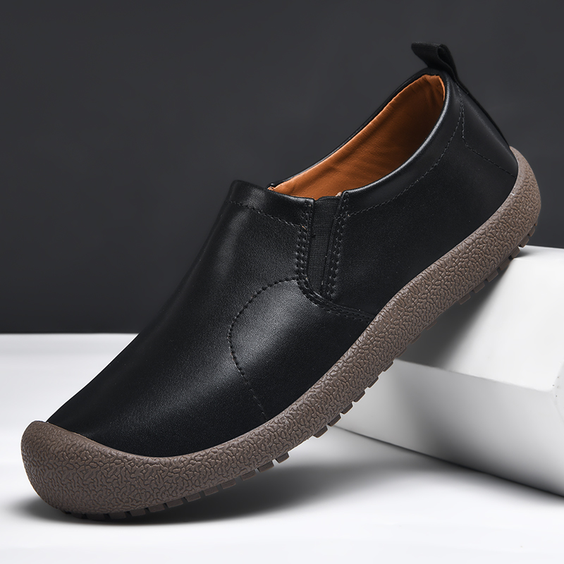 Mens Leather Slip On Hiking Outdoor Waterproof Causal Loafers Work Walking Shoes