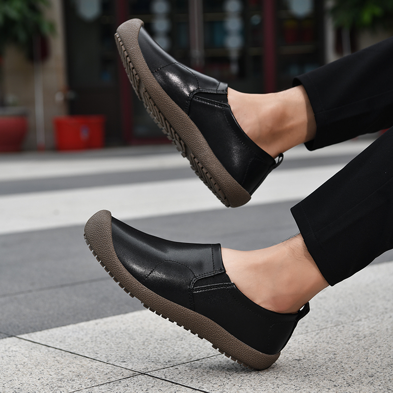 Mens Leather Slip On Hiking Outdoor Waterproof Causal Loafers Work Walking Shoes