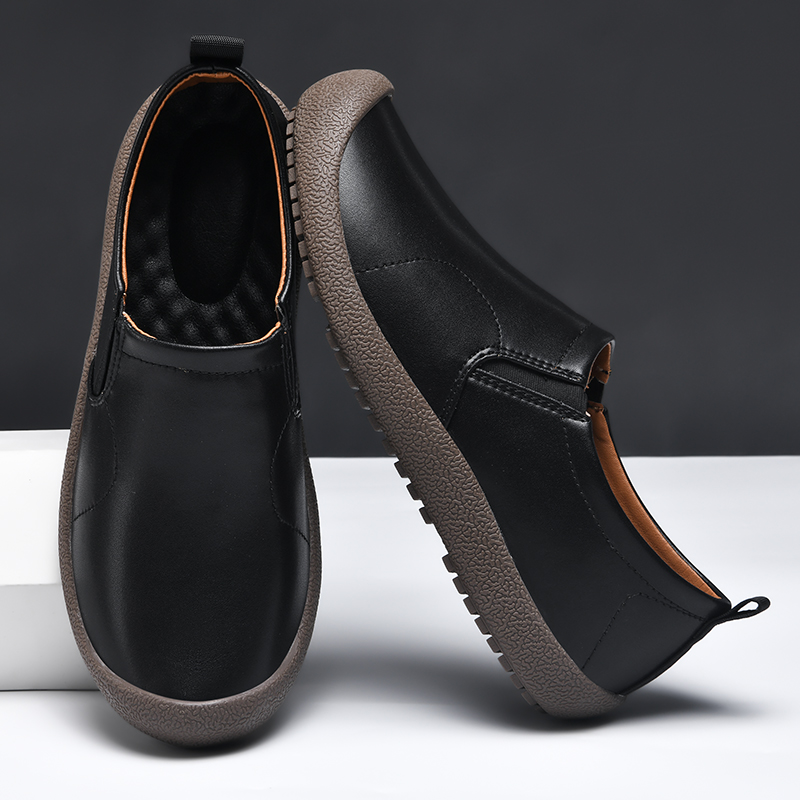 Mens Leather Slip On Hiking Outdoor Waterproof Causal Loafers Work Walking Shoes