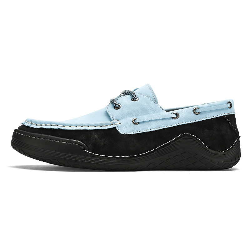 Men's Leather Loafers & Slip-Ons Moccasin Lace Up Loafers Retro Round Toe Leather Comfortable Driving Shoes Fashionable Color Blocked Non-Slip Walking Shoes