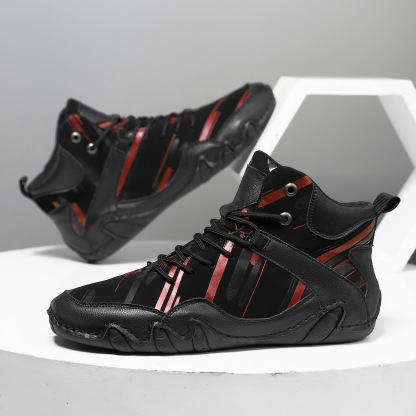 Men's Casual Leather Sneakers Fashion Chukka Boots Lightweight Dress Boots Lace Up Walking Driving Shoes