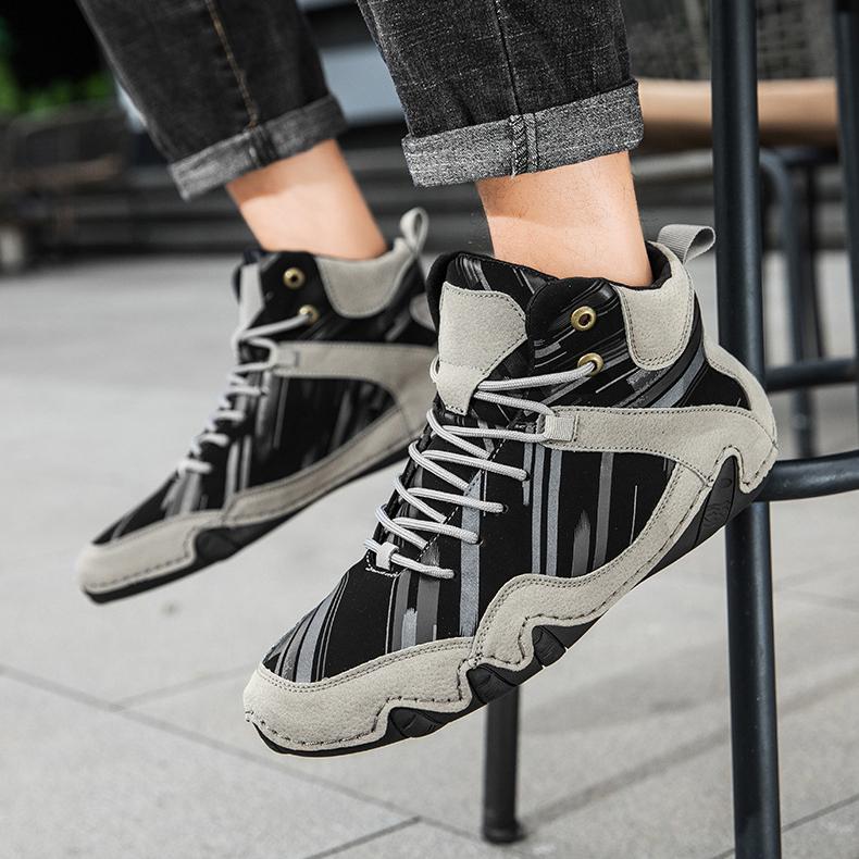 Men's Casual Leather Sneakers Fashion Chukka Boots Lightweight Dress Boots Lace Up Walking Driving Shoes