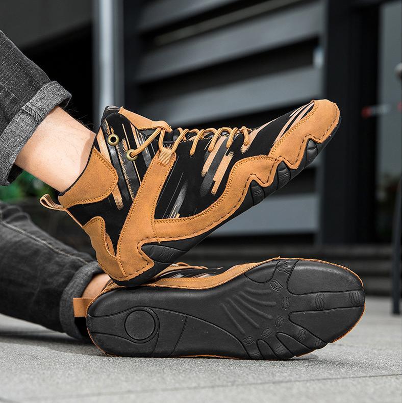 Men's Casual Leather Sneakers Fashion Chukka Boots Lightweight Dress Boots Lace Up Walking Driving Shoes