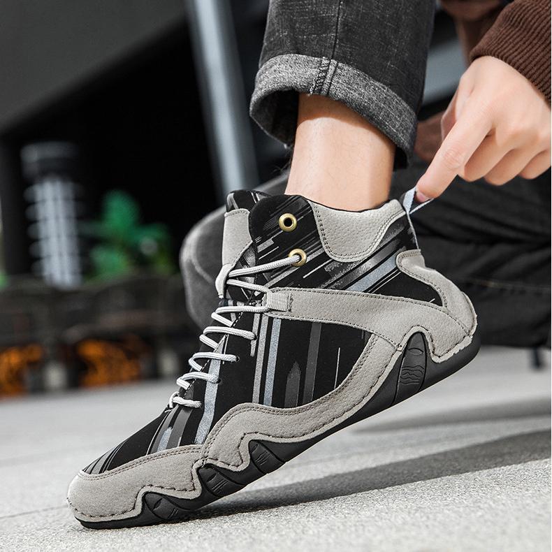 Men's Casual Leather Sneakers Fashion Chukka Boots Lightweight Dress Boots Lace Up Walking Driving Shoes
