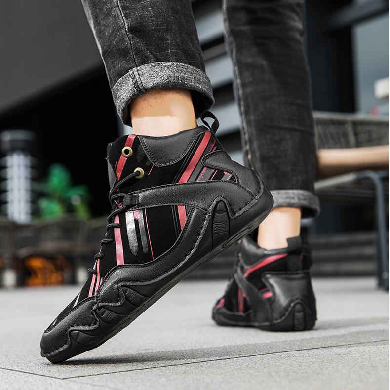 Men's Casual Leather Sneakers Fashion Chukka Boots Lightweight Dress Boots Lace Up Walking Driving Shoes