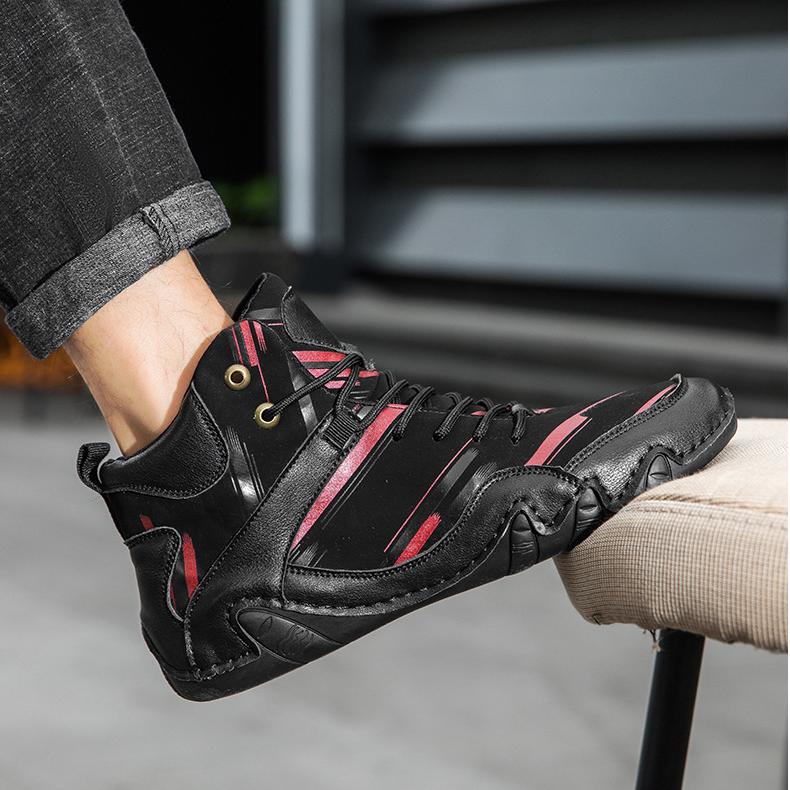 Men's Casual Leather Sneakers Fashion Chukka Boots Lightweight Dress Boots Lace Up Walking Driving Shoes