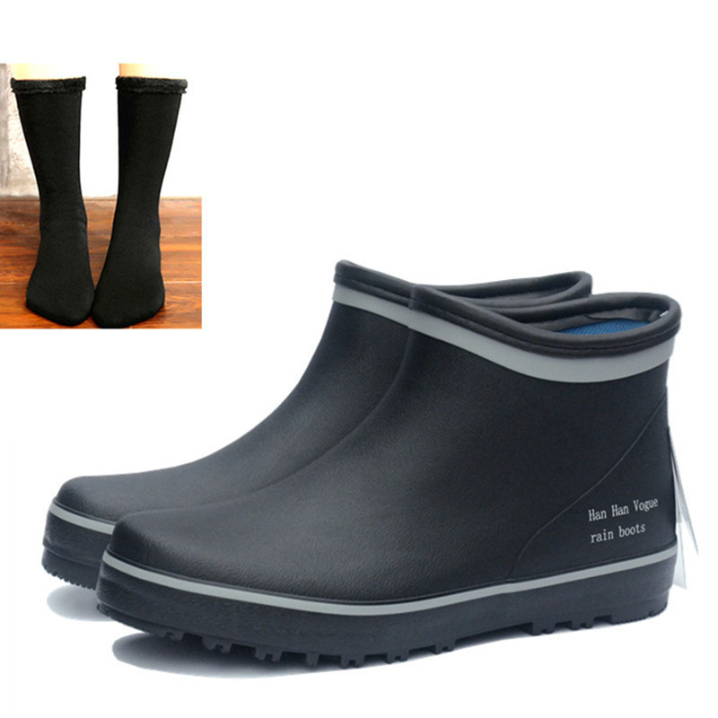 Men's Deck Boots Saltwater Fishing Booties Waterproof Ankle Rain Boots High Traction