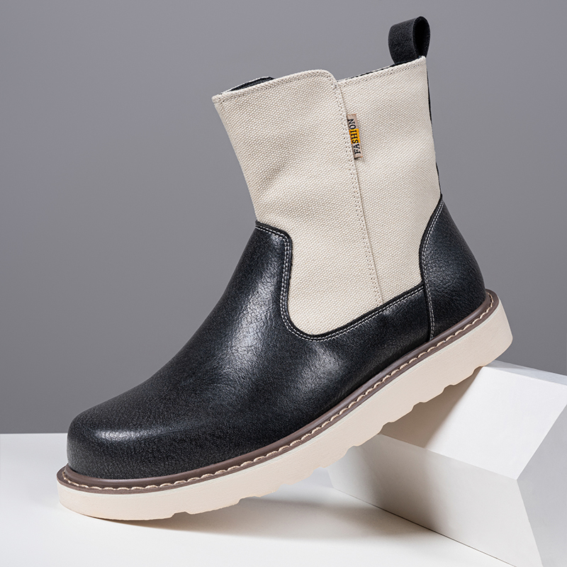 Western Boots - Men’s Square Toe Work Boot,Pull On Leather Wellington Boots,Durable Classic Slip Resistant Soft Toe Cowboy Boot