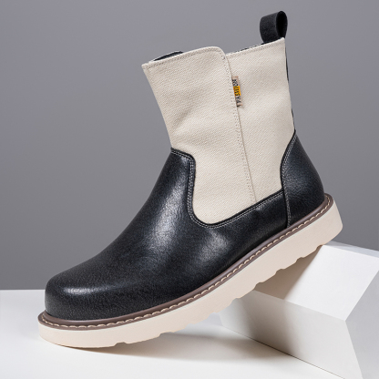 Western Boots - Men’s Square Toe Work Boot,Pull On Leather Wellington Boots,Durable Classic Slip Resistant Soft Toe Cowboy Boot