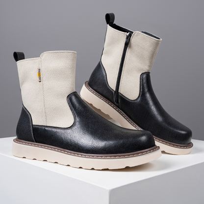 Western Boots - Men’s Square Toe Work Boot,Pull On Leather Wellington Boots,Durable Classic Slip Resistant Soft Toe Cowboy Boot