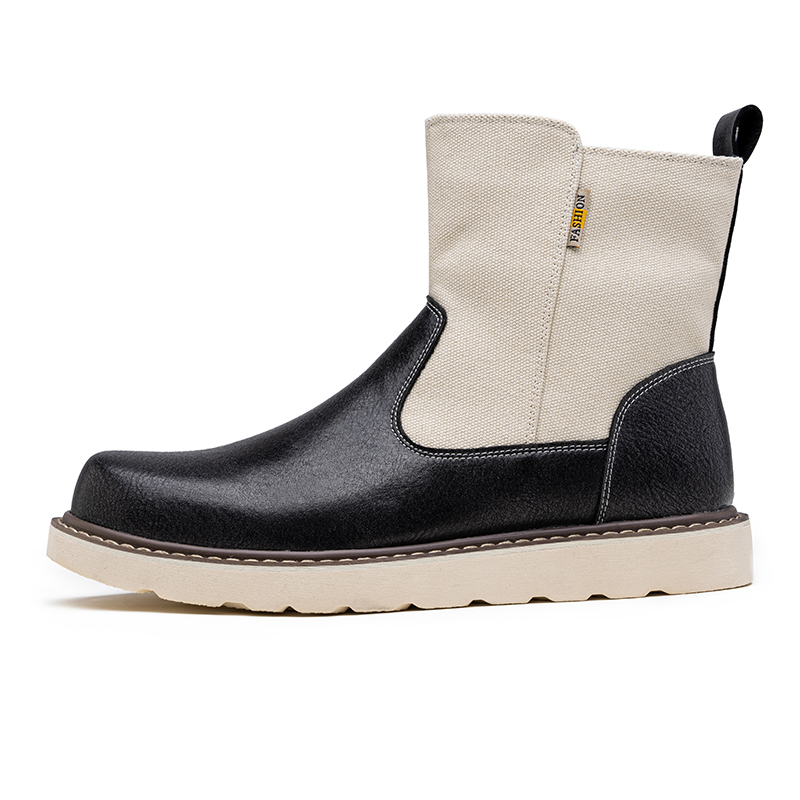 Western Boots - Men’s Square Toe Work Boot,Pull On Leather Wellington Boots,Durable Classic Slip Resistant Soft Toe Cowboy Boot