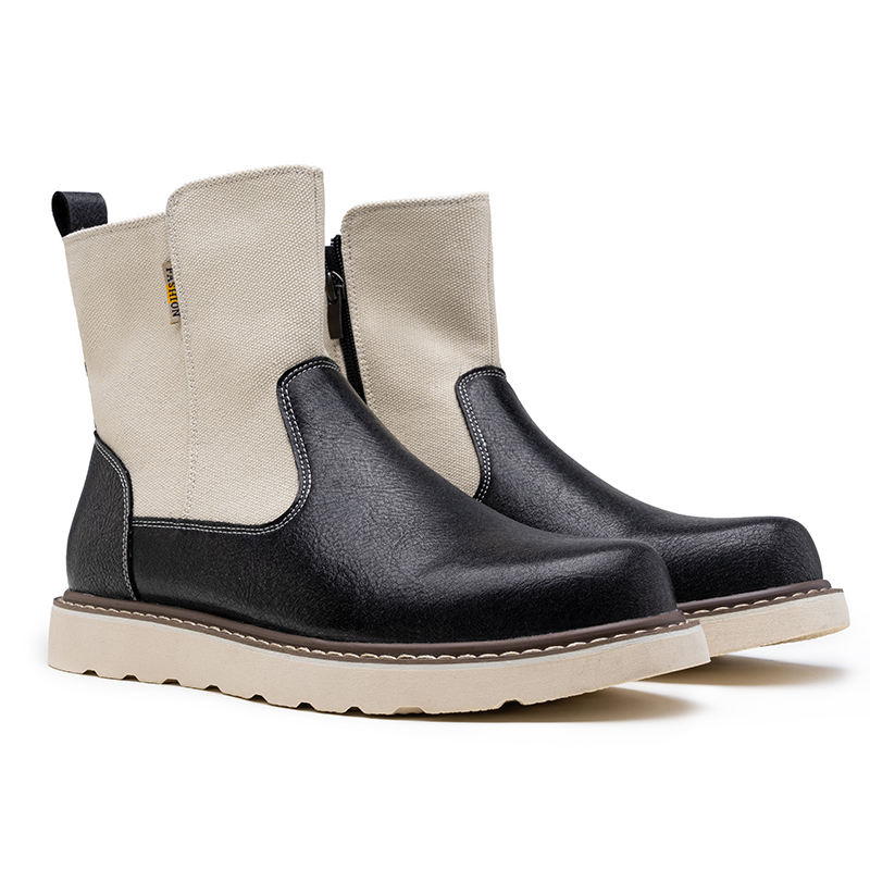 Western Boots - Men’s Square Toe Work Boot,Pull On Leather Wellington Boots,Durable Classic Slip Resistant Soft Toe Cowboy Boot