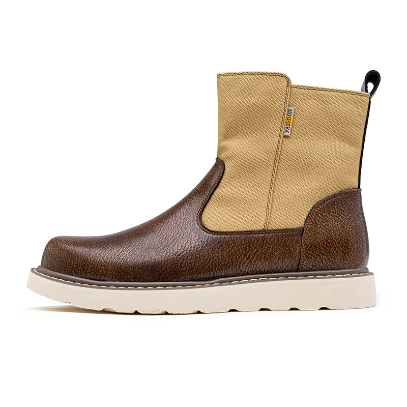 Western Boots - Men’s Square Toe Work Boot,Pull On Leather Wellington Boots,Durable Classic Slip Resistant Soft Toe Cowboy Boot