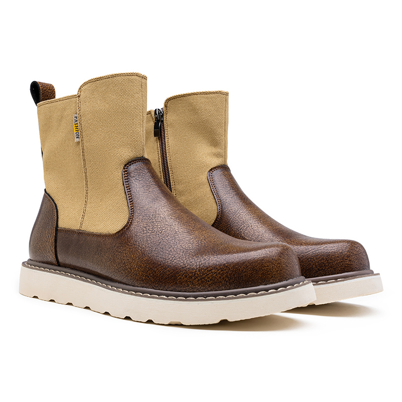 Western Boots - Men’s Square Toe Work Boot,Pull On Leather Wellington Boots,Durable Classic Slip Resistant Soft Toe Cowboy Boot