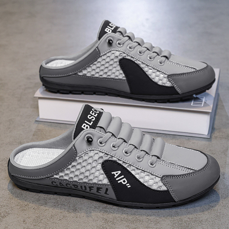 Men Slip on Mule Sneakers Men Slippers Casual Sports Shoes Low Top Baotou Half Drag Sneakers for Men, Fashionable Mens Slip On Shoes for Spring Summer