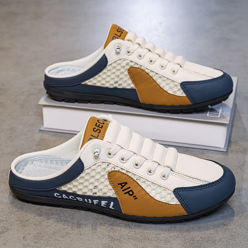 Men Slip on Mule Sneakers Men Slippers Casual Sports Shoes Low Top Baotou Half Drag Sneakers for Men, Fashionable Mens Slip On Shoes for Spring Summer