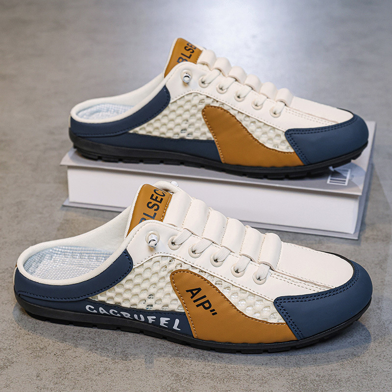 Men Slip on Mule Sneakers Men Slippers Casual Sports Shoes Low Top Baotou Half Drag Sneakers for Men, Fashionable Mens Slip On Shoes for Spring Summer