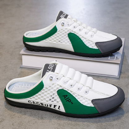 Men Slip on Mule Sneakers Men Slippers Casual Sports Shoes Low Top Baotou Half Drag Sneakers for Men, Fashionable Mens Slip On Shoes for Spring Summer