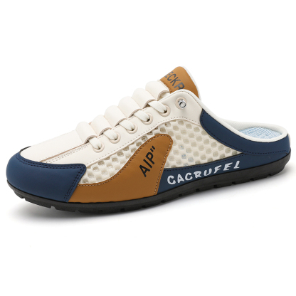 Men Slip on Mule Sneakers Men Slippers Casual Sports Shoes Low Top Baotou Half Drag Sneakers for Men, Fashionable Mens Slip On Shoes for Spring Summer