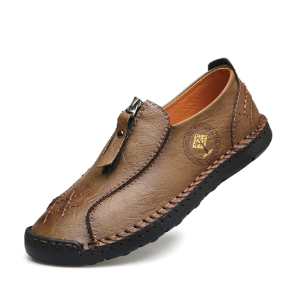 Mens Loafers Slip On Casual Shoes Leather Flat Penny Loafers Outdoor Lightweight Breathable Walking Driving Shoes Comfort Classic Hand Stitching Office Dress Work Shoes Anti Slip Round Toe Moccasins