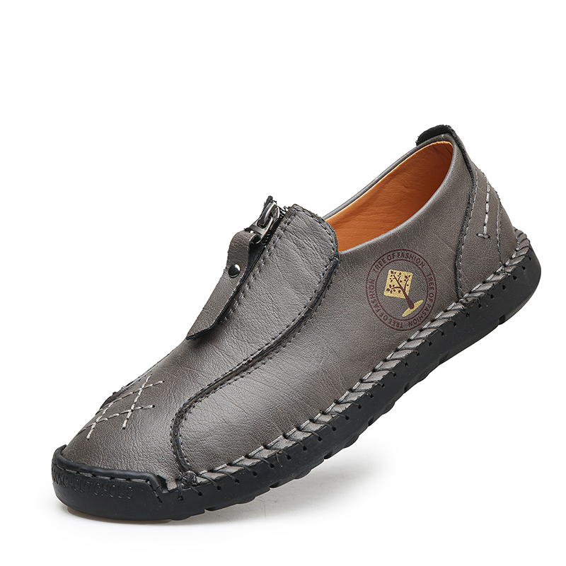 Mens Loafers Slip On Casual Shoes Leather Flat Penny Loafers Outdoor Lightweight Breathable Walking Driving Shoes Comfort Classic Hand Stitching Office Dress Work Shoes Anti Slip Round Toe Moccasins