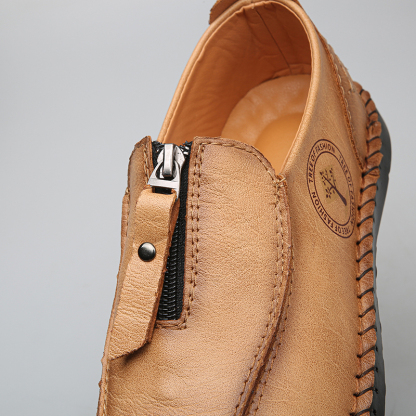 Mens Loafers Slip On Casual Shoes Leather Flat Penny Loafers Outdoor Lightweight Breathable Walking Driving Shoes Comfort Classic Hand Stitching Office Dress Work Shoes Anti Slip Round Toe Moccasins