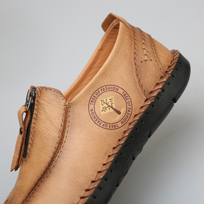 Mens Loafers Slip On Casual Shoes Leather Flat Penny Loafers Outdoor Lightweight Breathable Walking Driving Shoes Comfort Classic Hand Stitching Office Dress Work Shoes Anti Slip Round Toe Moccasins